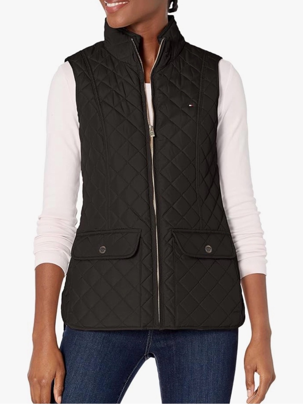 Tommy Hilfiger Quilted Black Sleeveless Vest